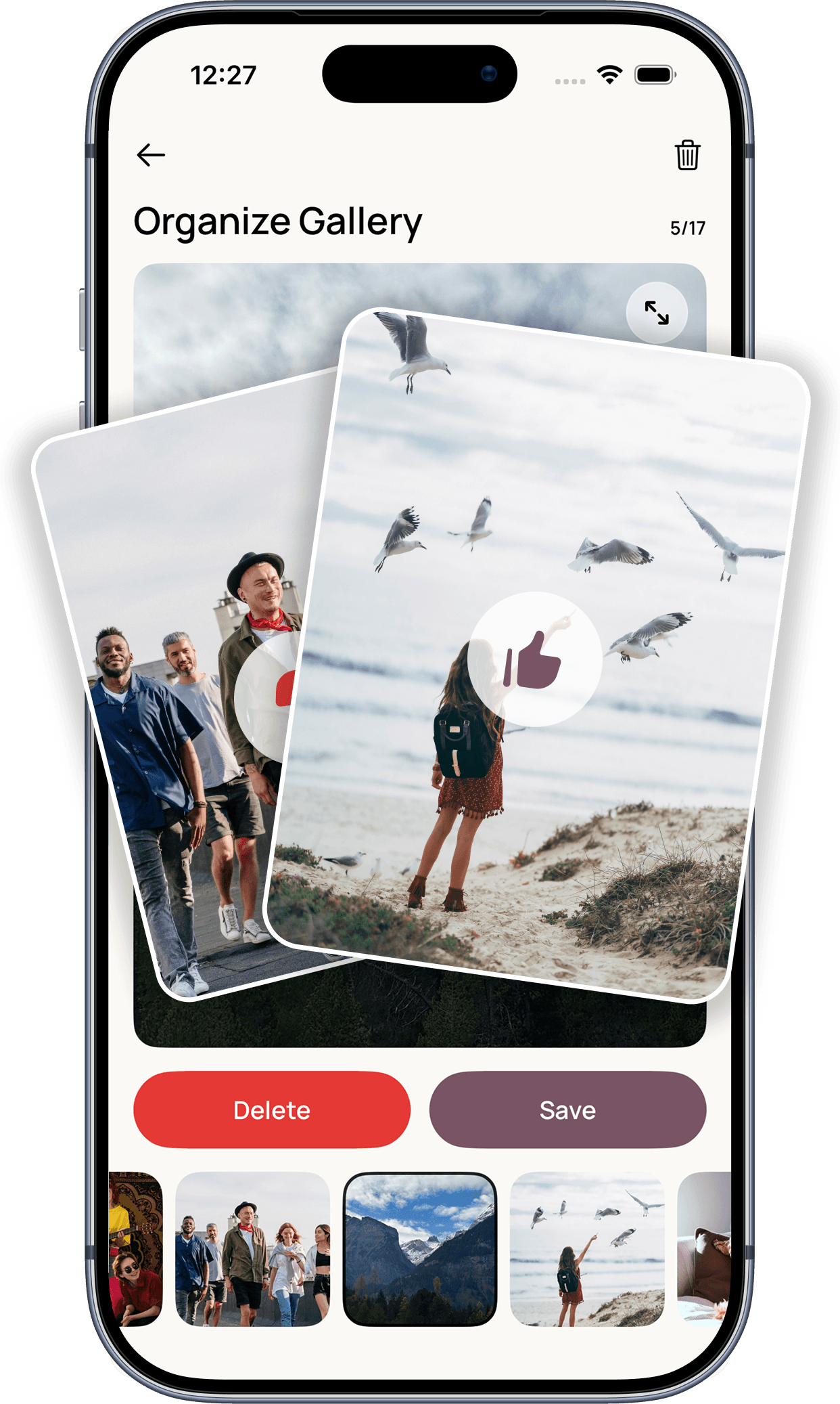 Swipe to organize screen